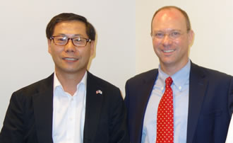 SJD candidate Cho with Dean Klein