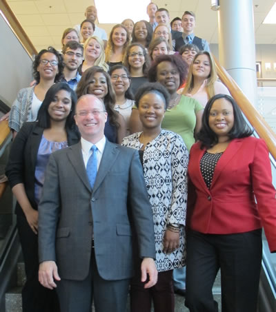 Students from the 2015 Leadership Academy with Dean Klein and Assistant Dean Thompson