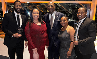 Alvin Oliver, Chloe Edwards, Illinois Supreme Court Justice P. Scott Neville, Ariana Martin, and Thierno Diallo