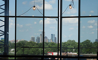 View of downtown Indianapolis skyline from the judicial center under construction