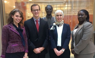 IU McKinney students Victoria Hedin, John Miller, Yomna Semary, Brenda Kpotufe