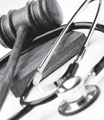 Image of a gavel and a stethoscope