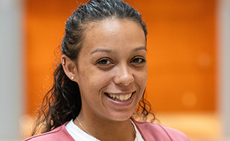 woman standing in an atrium